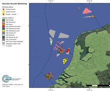 Akoestische meetnetwerken op drie locaties in windenergiegebieden op zee