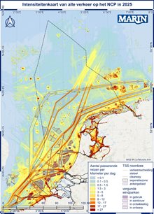 Traffic intensity map North Sea 2025